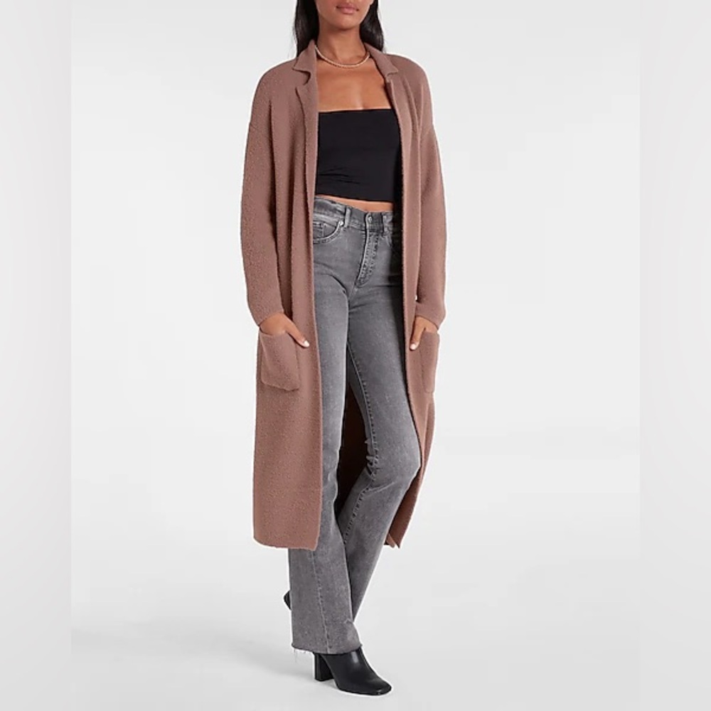 $128 EXPRESS “Cozy Notch Collar Duster Cardigan” Jacket Coat in Small